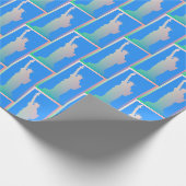 Kleurrijk Regenboog Vrijheidsbeeld New York Blauw Cadeaupapier (Hoek)