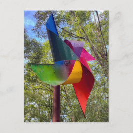 Kleurrijk regenboog windmolen tuinornament briefkaart