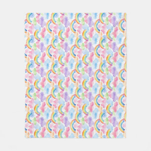 Kleurrijk regenboog-, wolk- en sterpatroon fleece deken