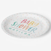 Kleurrijk regenboogbaby shower papieren bordje (Gekanteld)