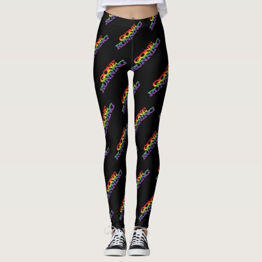 Kleurrijk regenboogeffect toon Tekstpatroon uitvoe Leggings (Voorkant)