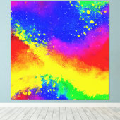 Kleurrijk regenbooggeplatterd schilderpatroon canvas afdruk (Insitu (Houten vloer))
