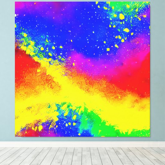 Kleurrijk regenbooggeplatterd schilderpatroon canvas afdruk (Insitu (Houten vloer))