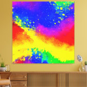 Kleurrijk regenbooggeplatterd schilderpatroon canvas afdruk (Insitu (Woonkamer))