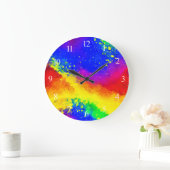 Kleurrijk regenbooggeplatterd schilderpatroon grote klok (Huis)