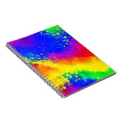 Kleurrijk regenbooggeplatterd schilderpatroon notitieboek (Rechterzijde)