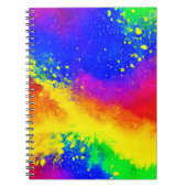 Kleurrijk regenbooggeplatterd schilderpatroon notitieboek (Voorkant)