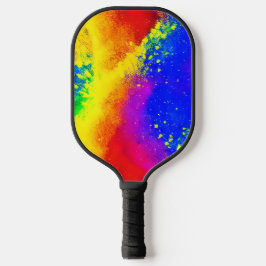 Kleurrijk regenbooggeplatterd schilderpatroon pickleball paddle