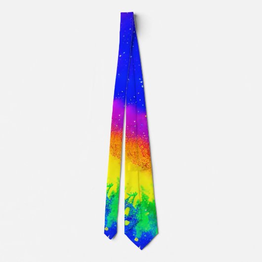 Kleurrijk regenbooggeplatterd schilderpatroon stropdas (Achterkant)