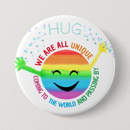 Kleurrijk regenbooggezicht met knuffel LGBT Ronde Button 7,6 Cm (Voorkant)