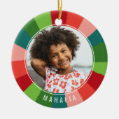 Kleurrijk regenboogkleurenwiel Kinder kerstfoto's Keramisch Ornament (Voorkant)