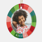 Kleurrijk regenboogkleurenwiel Kinder kerstfoto's Keramisch Ornament (Links)