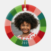 Kleurrijk regenboogkleurenwiel Kinder kerstfoto's Keramisch Ornament (Achterkant)