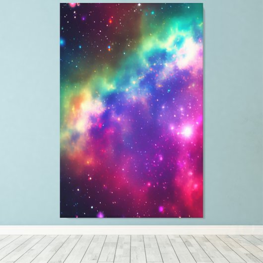 Kleurrijk regenboogkosmisch verbrand schilderdoek canvas afdruk (Insitu (Houten vloer))