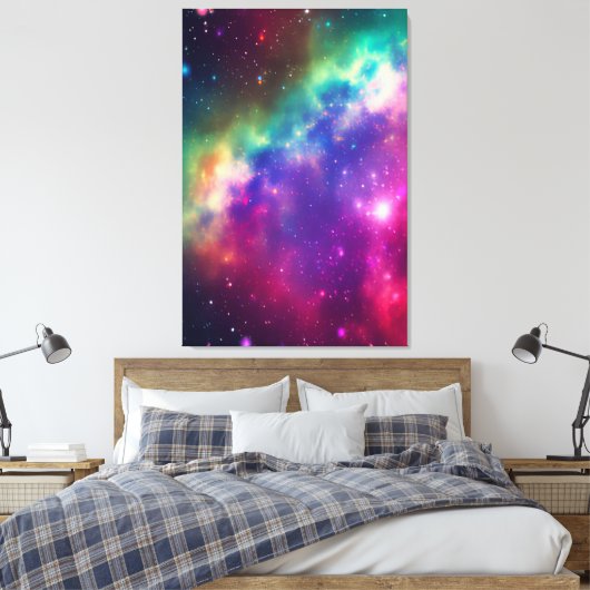 Kleurrijk regenboogkosmisch verbrand schilderdoek canvas afdruk (Insitu (Slaapkamer))
