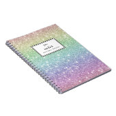 Kleurrijk regenbooglitterpatroon op maat notitieboek (Rechterzijde)