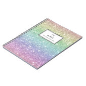 Kleurrijk regenbooglitterpatroon op maat notitieboek (Linkerzijde)