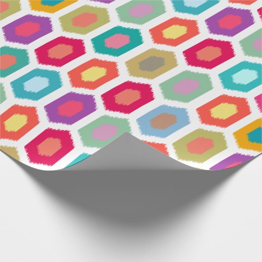 Kleurrijk regenboogmodern Ikat - tribaal patroon Cadeaupapier (Hoek)