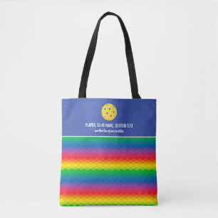 Kleurrijk regenboogpatroon Aangepaste Pickleball P Tote Bag