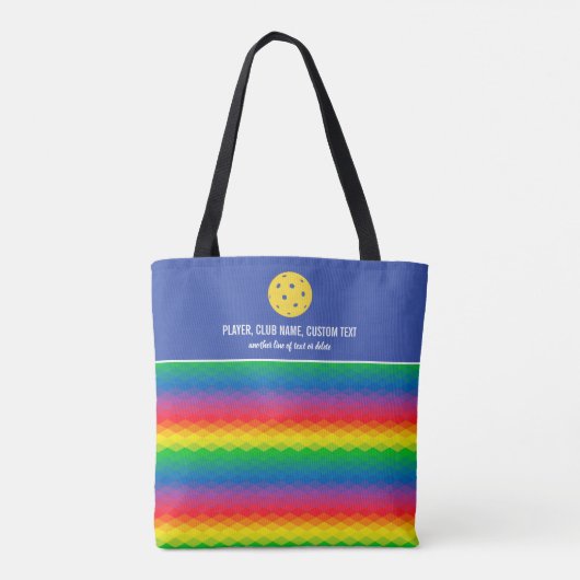 Kleurrijk regenboogpatroon Aangepaste Pickleball P Tote Bag (Achterkant)