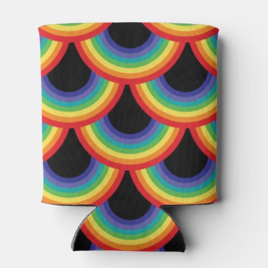 Kleurrijk regenboogpatroon blikjeskoeler (Achterkant)