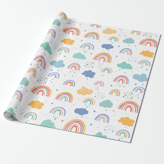 Kleurrijk regenboogpatroon cadeaupapier (Uitgerold)