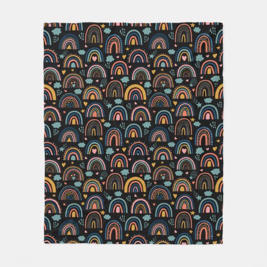 Kleurrijk regenboogpatroon fleece deken (Voorkant)