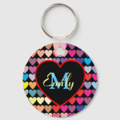 Kleurrijk regenboogpatroon gepersonaliseerd sleutelhanger (Voorkant)