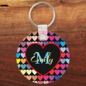 Kleurrijk regenboogpatroon gepersonaliseerd sleutelhanger (Voorkant)