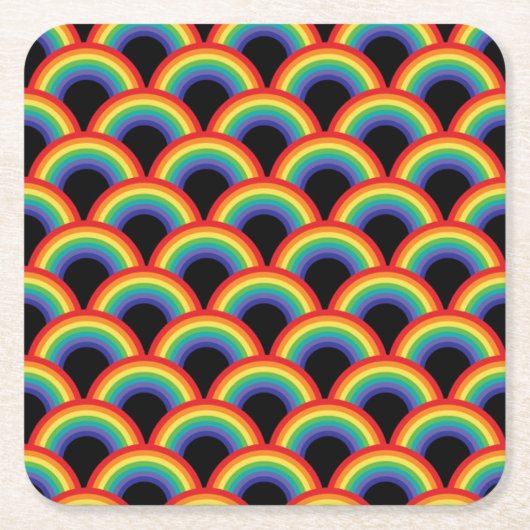 Kleurrijk regenboogpatroon kartonnen onderzetters (Voorkant)