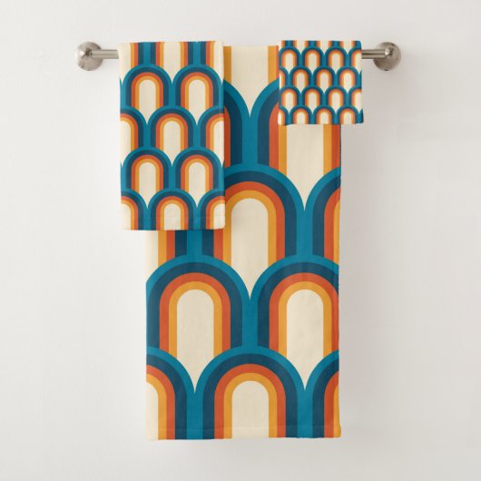 Kleurrijk regenboogpatroon Retro Arch Bad Handdoek (Insitu)