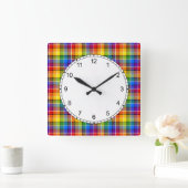 Kleurrijk regenboogpatroon vierkante klok (Huis)