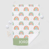 Kleurrijk regenboogpoolpuntenpatroon golfhanddoek (Insitu)