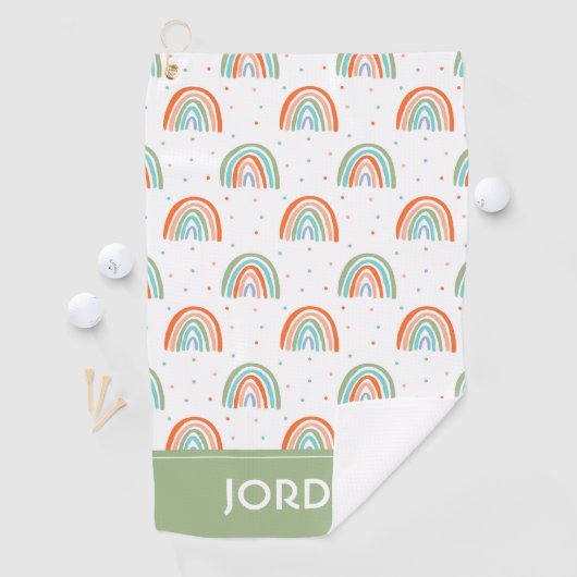 Kleurrijk regenboogpoolpuntenpatroon golfhanddoek (Insitu)