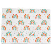 Kleurrijk regenboogpoolpuntenpatroon groot cadeauzakje (Achterkant)