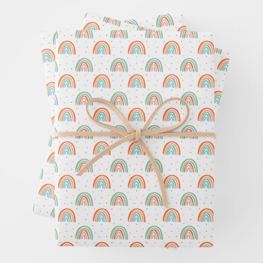 Kleurrijk regenboogpoolpuntenpatroon inpakpapier vel (In situ)