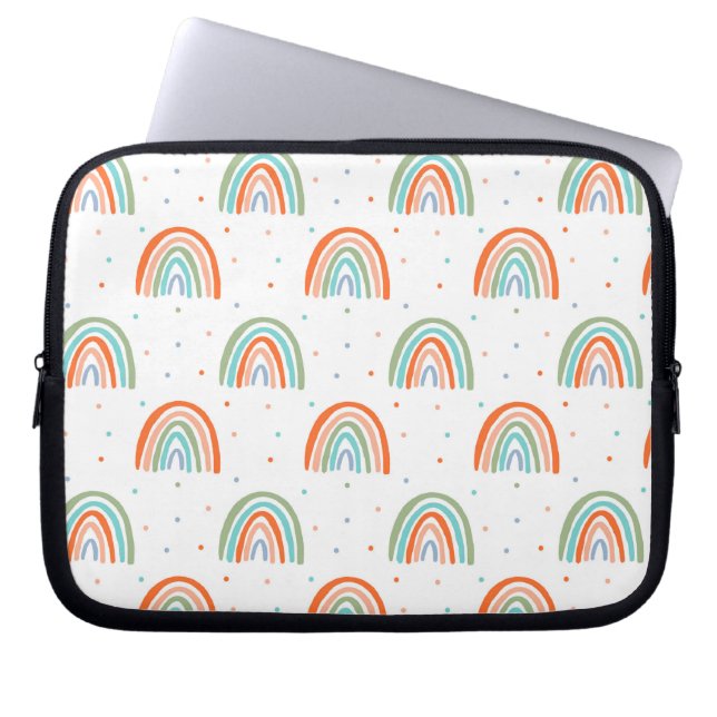 Kleurrijk regenboogpoolpuntenpatroon laptop sleeve (Voorkant)
