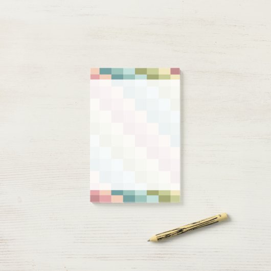Kleurrijk regenboogrooster blokpatroon post-it® notes (Op bureau)