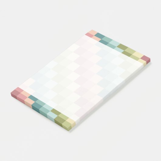 Kleurrijk regenboogrooster blokpatroon post-it® notes (Schuin)