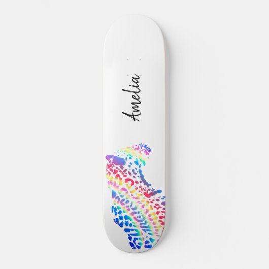 Kleurrijk regenboogschaar Jaguar Skateboard (Voorkant)