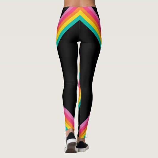 Kleurrijk regenboogstrips — zwart ontwerp leggings (Achterkant)