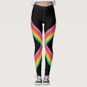 Kleurrijk regenboogstrips — zwart ontwerp leggings (Voorkant)