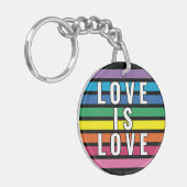 Kleurrijk regenboogvlag Kleurenstrips Sleutelhanger (Voorkant Links)