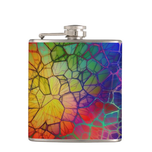 Kleurrijk regenboogweb heupfles (Voorkant)