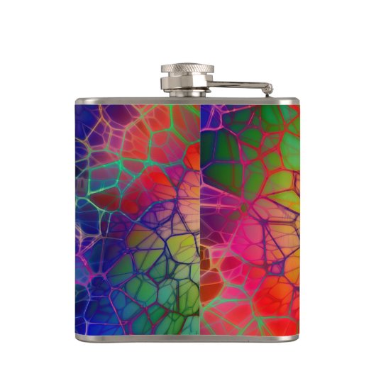 Kleurrijk regenboogweb heupfles (Achterkant)