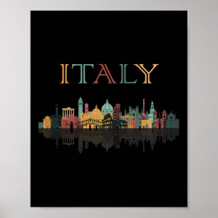 Kleurrijk Reizen Rond Italië Familie T-shirt Europ Poster