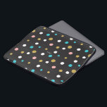 Kleurrijk rendom stippen patroon laptop sleeve<br><div class="desc">Elegant modern kleurrijk stip met willekeurige grootte naadloos patroon met contrasterende zwarte achtergrond.</div>