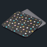 Kleurrijk rendom stippen patroon laptop sleeve<br><div class="desc">Elegant modern kleurrijk stip met willekeurige grootte naadloos patroon met contrasterende zwarte achtergrond.</div>