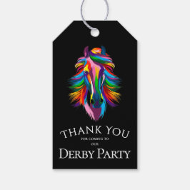Kleurrijk Renpaard Derby Feest Zwart Favor Cadeaulabel