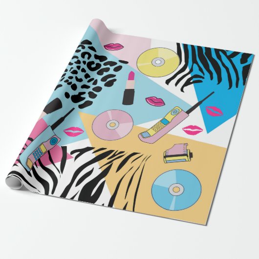 Kleurrijk Retro 1990's Nineties Patroon Cadeaupapier (Uitgerold)